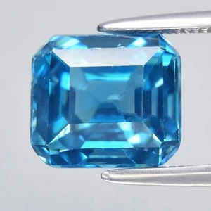 💎 4.72ct 8.2x7.5mm VS Octagon Natural Blue Zircon - Gentle Heat, Cambodia Gem - Picture 1 of 4