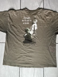Vintage 2001 Monty Python Distressed Olive Graphic T Shirt Size 2XL Holy Grail - Picture 1 of 9