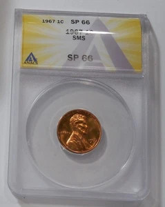 1967 SMS LINCOLN Cent ANACS SP 66 RD - Picture 1 of 2
