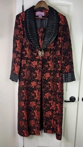 S.O.G.I.C. Coat Blazer Women’s Sz 16 Brocade Red/Black Steampunk Gothic Vampire - Picture 1 of 24