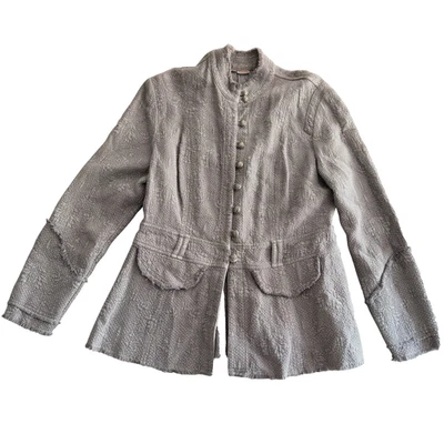 Chaqueta Militar Tianello De Colección Para Mujer Talla Pequeña Gris Texturizada Deshilachada Foto 1 de 4