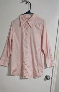 Soft Surroundings Women Blouse Button Down Shirt Large Pink Minimalist Preppy  - Picture 1 of 10