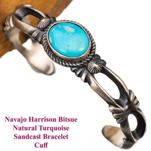Pulsera HARRISON BITSUE Turquesa Plata Esterlina SANDCAST Peón Antiguo Damas Pequeña - Imagen 1 de 7
