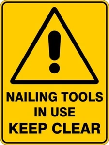 NAIL TOOLS IN USE - SELF ADHESIVE STICKER / DECAL / SIGN | HEALTH & SAFETY - Picture 1 of 7