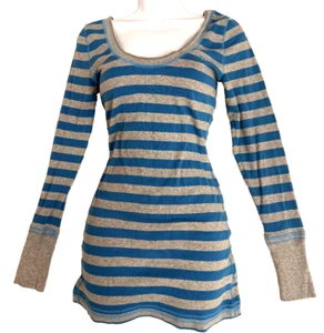 Abercrombie and Fitch 2010s long striped shirt long sleeved scoop neck Large - Picture 1 of 15