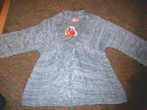 NWT PINK ANGEL Light Blue Glittery One-button Cardigan Sweater - SIZE LARGE (14) - Picture 1 of 3