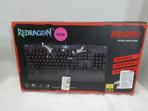 Redragon K555-R INDRAH Rainbow LED Backlit Mechanical Gaming Keyboard Black - Picture 1 of 6