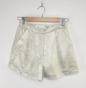 ZIMMERMANN Womens Shorts Sparkle Gold Shimmer Pockets Size 0 Semi sheer - Picture 1 of 6