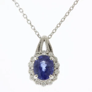 no brand Necklace K18 white gold sapphire 0.79ct diamond 0.14ct Milgrain used - Picture 1 of 7