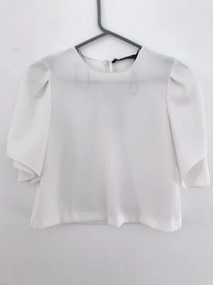 Zara Brand New RRP £30 White Blouse Top Summer Workwear XS Angel Short Sleeve - Image 1 of 2