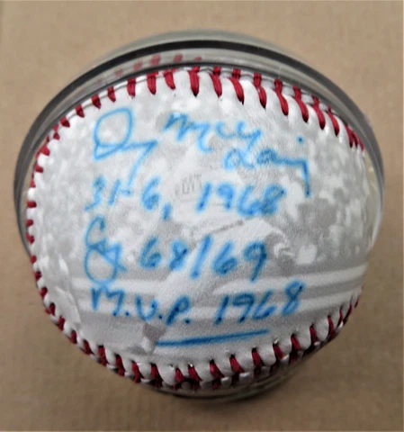 Detroit Tigers Denny McLain signed Photo ball with Stats - Last 30 Game winner Cover
