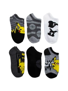 Pokemon Pikachu No Show Socks 6 Pack Boys Size Small Shoe 4.5-8.5 New - Picture 1 of 2