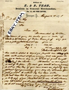 1871 Briefkopf EDWARD & BERNARD E. & B TEAH Shreveport LOUISIANA auf der LEVEE - Bild 1 von 1