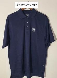 Straight Down Pebble Beach Golf Links Men's Blue Striped Large Polo VGUC - Picture 1 of 5