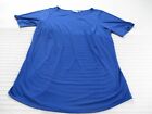 Joan Rivers Women Shirt 1X Blue Short Sleeve Round Neck Stretch Polyester Blouse