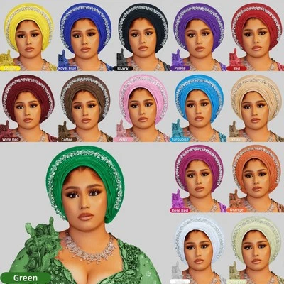Нигерийские женщины крышка Aso Oke африканский галстук авто Gele головной убор шляпа вечеринки моды - Изображение 1 из 4