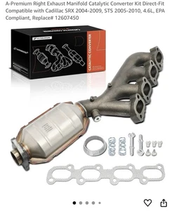 Right Exhaust Manifold Catalytic Converter Cadillac STS 04-10 - Picture 1 of 2