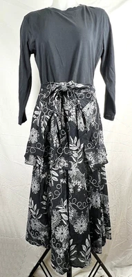 VESTIDO CORBATA ENVOLVENTE DE MEDIOS MIXTOS Johnny Was Workshop Negro Floral Cachemira S Foto 1 de 4