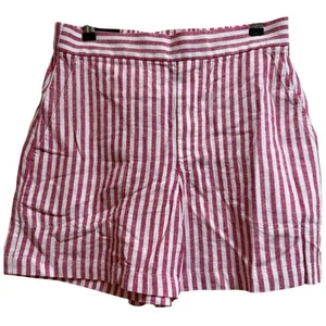 Banana Republic Linen Blend Red White Stripe Pull On Chino Shorts Size XS - NWT - Picture 1 of 6