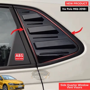 Viseras de ventilación de ventana lateral para VW Polo MK6 2018+ plástico negro brillante - par - Imagen 1 de 13