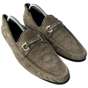 GUCCI Horsebit 1953 Oatmeal Beige Suede Loafers Men's Size 9.5 - Picture 1 of 19