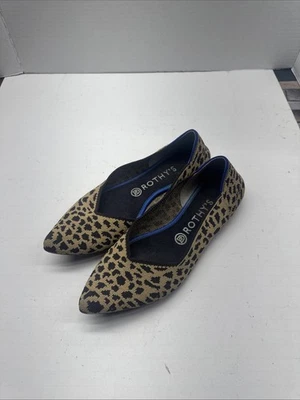 ROTHY'S The Point Big Cat Sz 9.5 Washable Ballet Flats Leopard Animal Print - Image 1 of 4