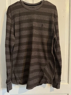 Volcom Stripe Thermal Waffle Knit Shirt XL Men’s NWOT Brown Long Sleeve Skater - Image 1 of 4
