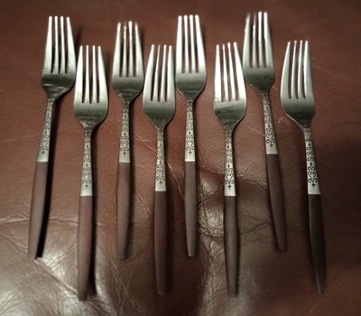 INTERPUR INR2 STAINLESS DINNER FORKS LOT 8 PC - Image 1 of 3