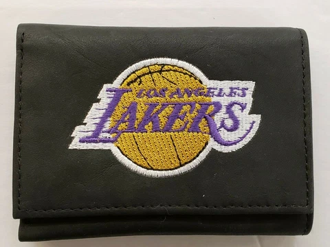 NBA Los Angeles Lakers Tri-Fold Leather Wallet, New (Embroidered Logo) Cover