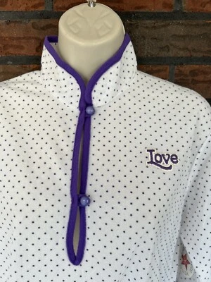 Camisón De Colección Deadstock Dira Nueva York Blanco Púrpura Lunares Bordado Amor Foto 1 de 4