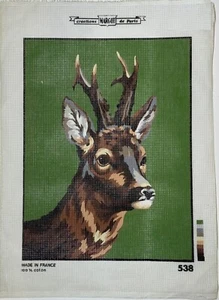 Margot Creations de Paris DEER BUCK HEAD Needlepoint Canvas 13.5" x 17.75" 538 - Picture 1 of 2
