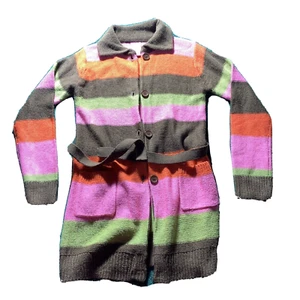 French Toast Cardigan Girls LARGE Youth Strip Pink Orange Brown Ice Cream Wrap - Picture 1 of 9