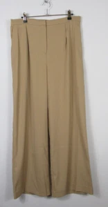 Marks & Spencer Satin Pleat front Wide leg trousers - Latte Size 10 - 22 New - Picture 1 of 3