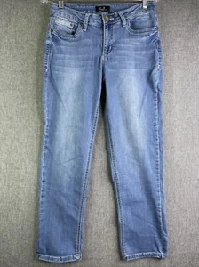 Earl Womens Jeans Size 8 Straight Leg Mid Rise Embroidered Denim Stretch MP7 - Picture 1 of 10