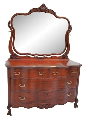 Vtg Victorian Large Mahogany American Dresser Chest with Mirror Circa 1900's - Image 1 of 4