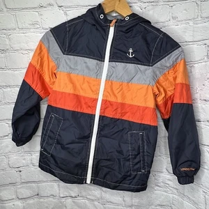 London Fog Boys Lined Windbreaker Jacket Full Zip Striped Size Large - Picture 1 of 11