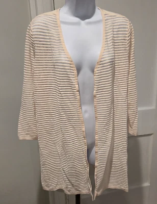 Женский персиковый легкий открытый кардиган Alfani в чередующуюся полоску размер M - Изображение 1 из 4