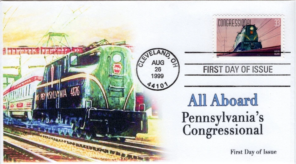 AO 3334,1999, All Aboard, First Day Cover, Add-on Cachet,  Standard Cancel, Cong - Image 1 of 1