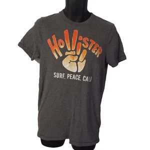 Hollister Mens T Shirt Size M Grey Vintage Single Stitch Soft Surf Peace Cali - Picture 1 of 9