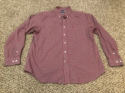 NICE Nautica Sailing Red Black Plaid Stripe Long Sleeve Button-Up Shirt Men's XL - Image 1 of 4