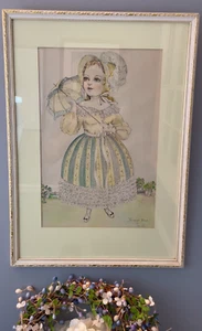 Pintura de acuarelas pastel Southern Belle firmada por Ellen Nelson marco blanco/dorado - Imagen 1 de 10