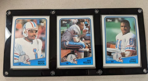 HOUSTON OILERS 3 CARD PLAQUE WARREN MOON MIKE ROZIER ERNEST GIVENS Cover