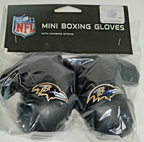 NFL Baltimore Ravens 4 Inch Mini Boxing Gloves for Mirror by Fremont Die Cover
