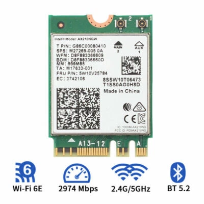 For Intel AX210NGW M.2 WiFi Adapter AX210 NGFF Bluetooth wifi6e Network Card - Bild 1 von 4