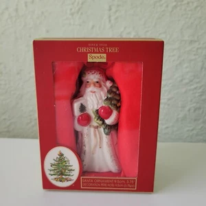 Spode Santa Hanging Ornament holding tree 3.75" tall ceramic 2018 - Picture 1 of 6