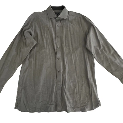 Daniel Crémieux Classics Men's Size L Solid Gray Cotton Flip Cuffs Casual Shirt - Image 1 of 4