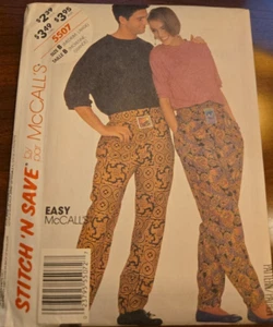 McCall's 5507 Misses, Men's, Teen Top and Pants Sizes Medium & Large Uncut - Picture 1 of 4