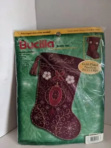 Bucilla Holiday Elegance Felt Beaded Cristmas Stocking Kit 84306 Made In USA - Picture 1 of 9