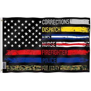 Landseite 3x5 mehrzeilige amerikanische Flagge - Unterstützung unserer Ersthelfer - Bild 1 von 1