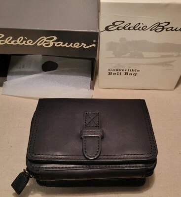 ¡Bolso de cinturón ajustable de cuero suave negro Eddie Bauer vintage NOS! ¡Nuevo! 🔥  Foto 1 de 4